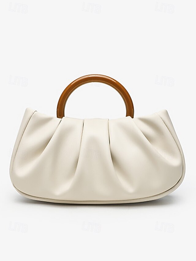 Leather Bag Women's Acrylic with Tote Clutch Pleated Faux