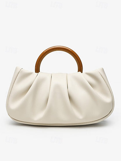 Leather Bag Women's Acrylic with Tote Clutch Pleated Faux