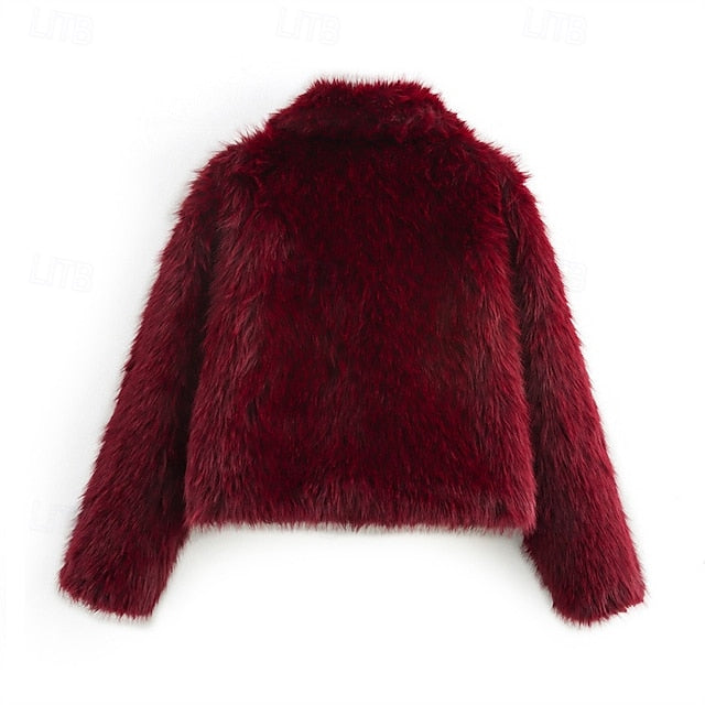 Furs Warm Faux Women's Fur Buttons Coat Comfortable