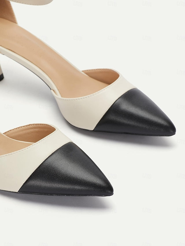 Two-Tone Ankle Women's Stylish Pointed Toe Kitten Heel