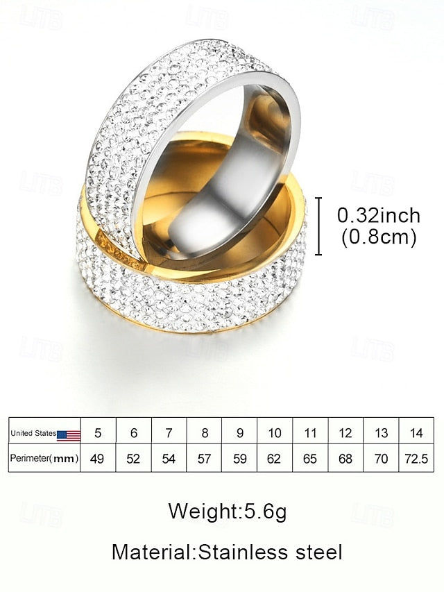 Rings Full Band Wide Men's with Rhinestone Pave
