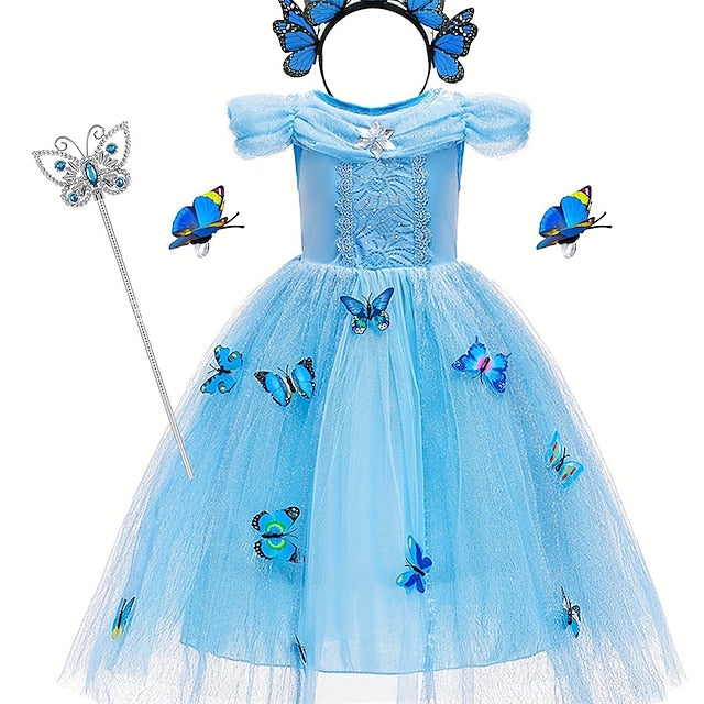 Girl Elsa Tulle Dress Party Flower Princess Costume Frozen Theme