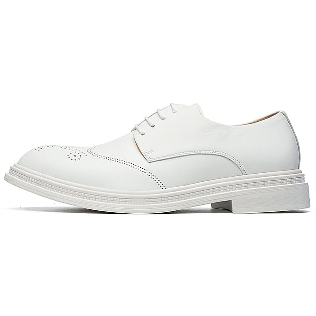 Faux Shoes Men's Perforated Oxford White Leather with