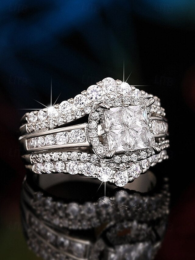 Wedding with Ring Cubic Set Luxury Zirconia