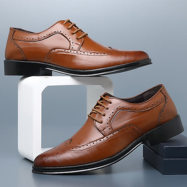 Shoes Faux Brogue Classic – Brown Leather Men's