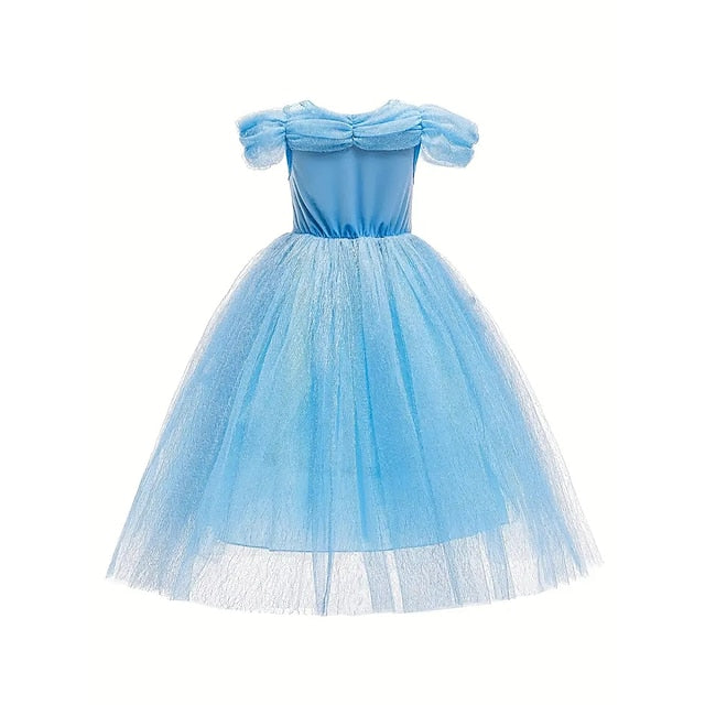 Girl Frozen Princess Flower Elsa Tulle Dress Party Theme Costume