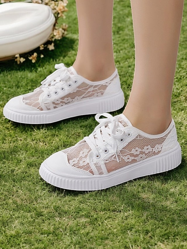 Shoes Floral Wedding Casual Women for Sneakers Bridal Lace –