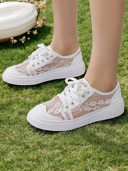 Lace Bridal Floral – Casual Sneakers Shoes Wedding for Women