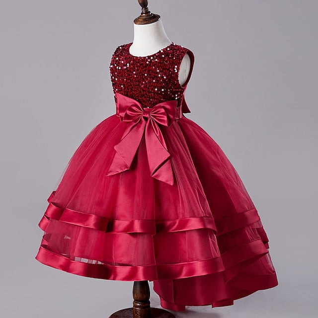 Party Sequin Wedding Kids Festival Girls' Sleeveless Dress