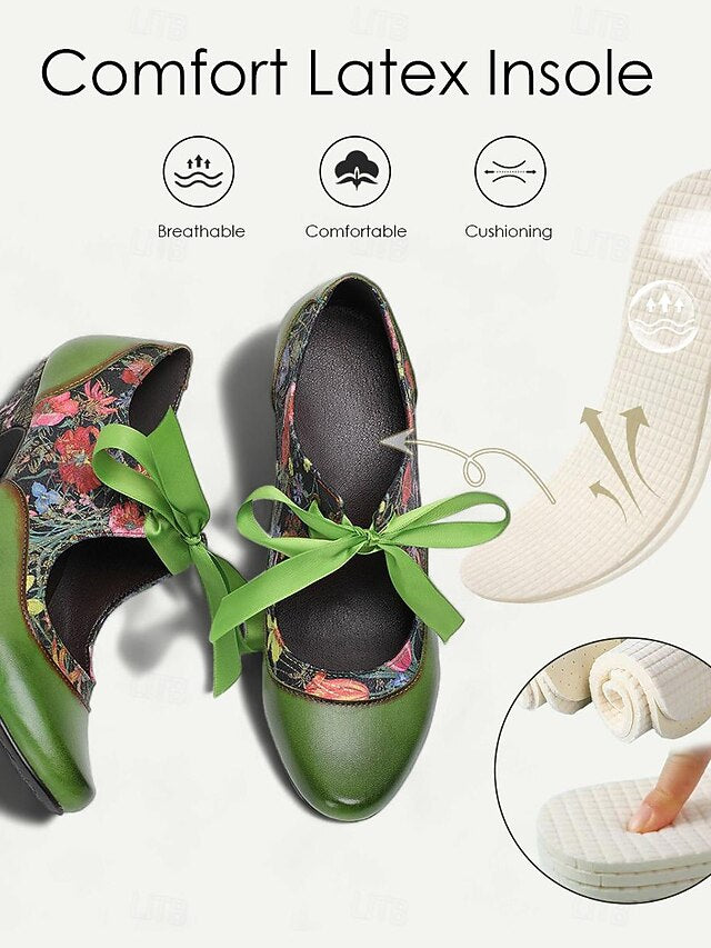 Jane Green Heels Leather with Mary Women's Floral Print