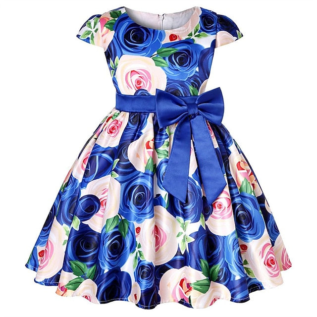 Kids Dress Floral Girls' Sleeve Short Party Flower