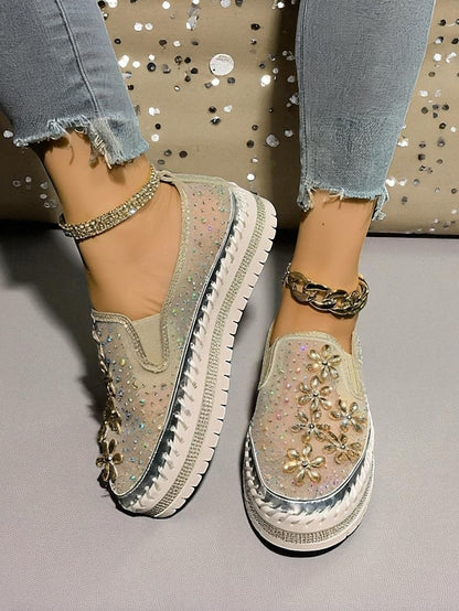 Slip-On Mesh Sneakers Rhinestone with Embellished Women's