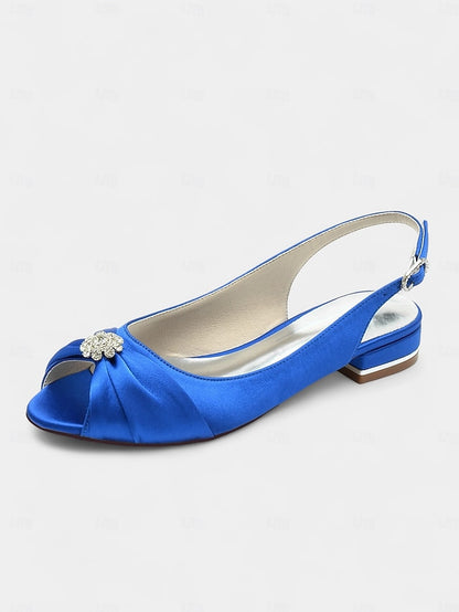 Wedding Crystal Satin with Women's Slingback Heels