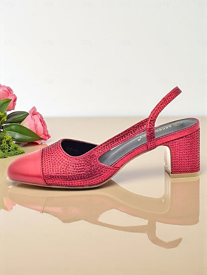 Heel Women's Gold Clutch Block - Sandals Matching and Set