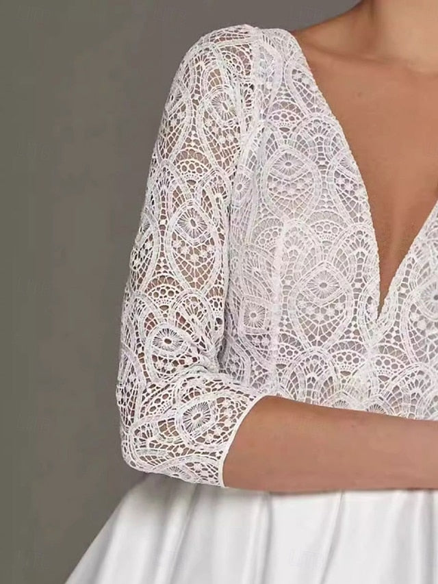 A-Line Simple of Mother Dress Elegant the Neck V Bride Tea