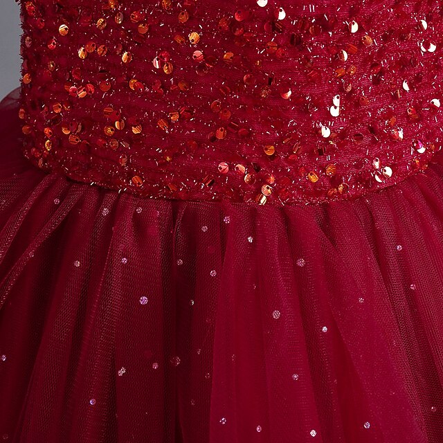Girls' Color Sequin Sleeveless Dress Kids Solid Party