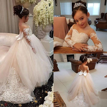 Party Girls' Flower Kids Girl Long Dress Solid Color