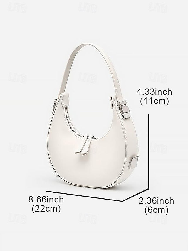 Crescent Silver Ivory with Bag Hobo - Elegant Hardware Sleek