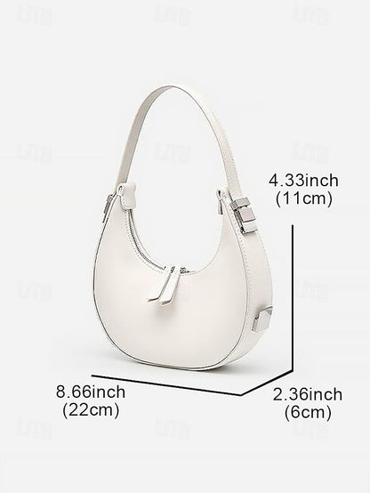 Crescent Silver Ivory with Bag Hobo - Elegant Hardware Sleek