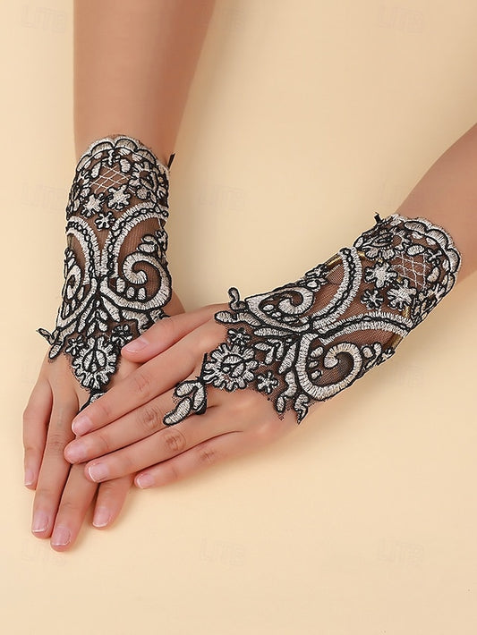 Fingerless White Elegant Bridal Gloves Vintage Lace – Wedding