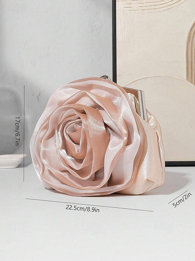Flower Evening Elegant Satin – Women's Purse Rose Clutch
