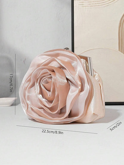 Flower Evening Elegant Satin – Women's Purse Rose Clutch