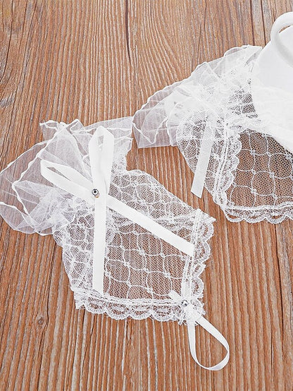 Lace Wedding Elegant Fingerless Bridal – Gloves White