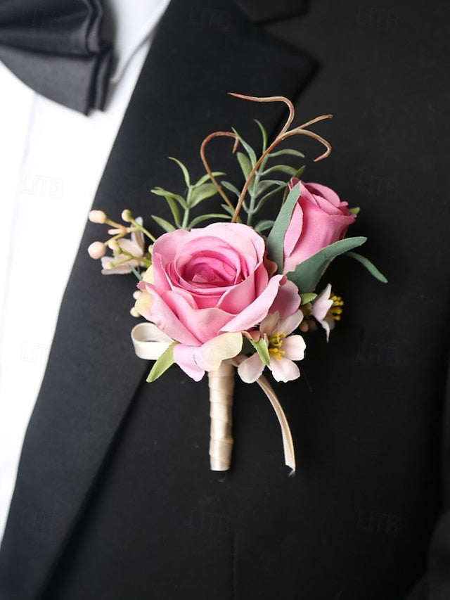 Corsage and Elegant Boutonniere – Artificial Wedding Wrist