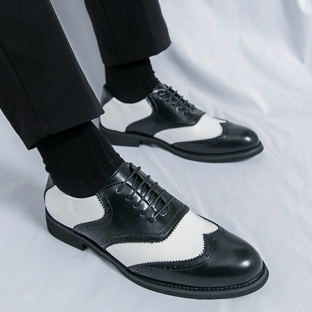 and Brogue Oxford Men's Shoes White Wingtip Two-Tone in