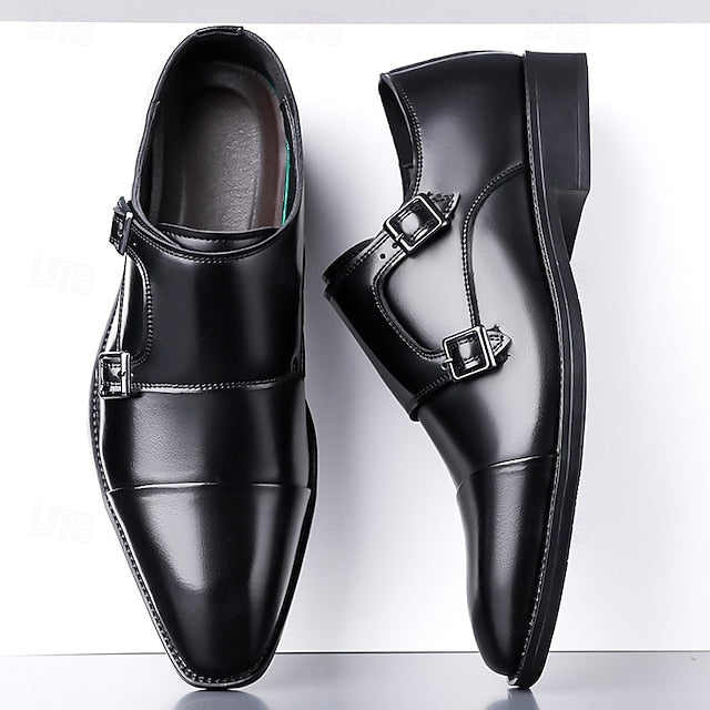 Double Elegant Shoes Monk Leather Strap Men's –