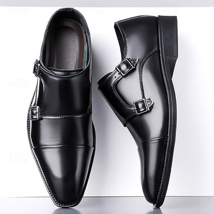 Double Elegant Shoes Monk Leather Strap Men's –