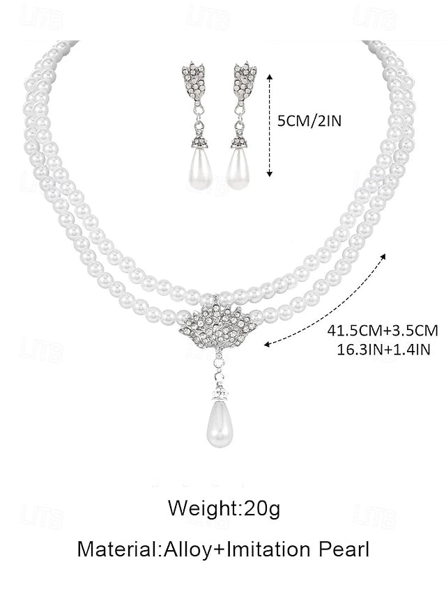 Set Double-Layer Elegant – Necklace Pearl Bridal Jewelry
