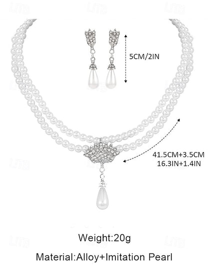 Set Double-Layer Elegant – Necklace Pearl Bridal Jewelry