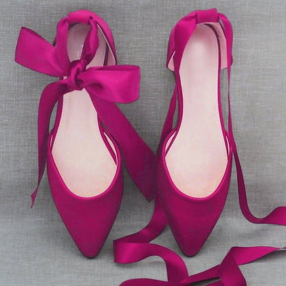 Comfortable Ballet Ribbon Satin Tie – Women's Flats