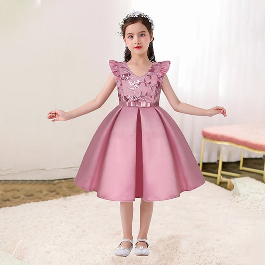 Kids Dress Sleeveless Formal Color Girls' Party Solid