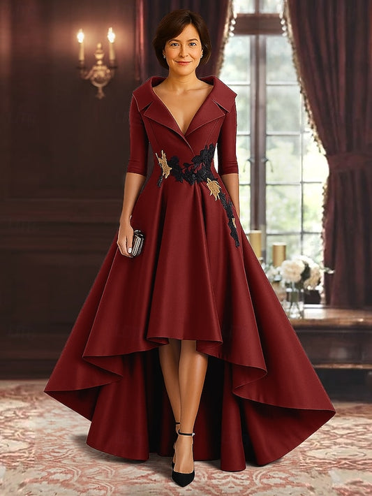 A-Line Elegant Dress the Mother Red of Split Bride Black High
