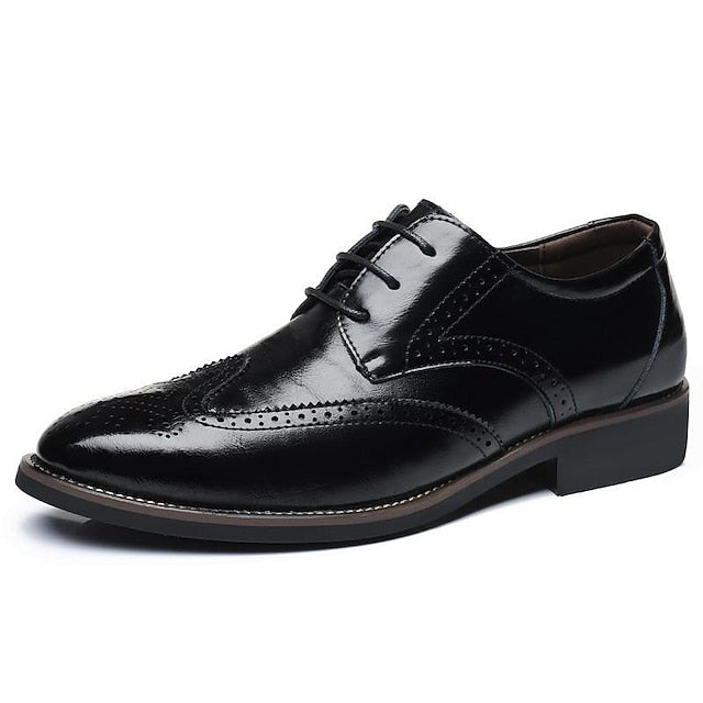 Brogue Shoes with Classic Men's Blue Faux Oxford Leather