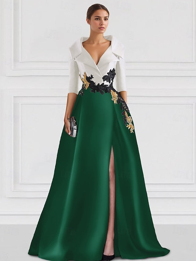 A-Line Formal Elegant Floor Evening Dress Tuxedo Gown