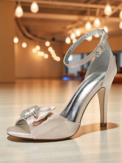 with High Sandals Rhinestone Heel Satin Women's Purple