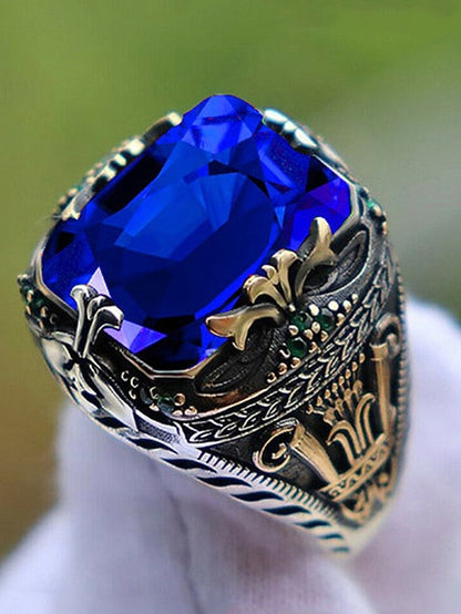 Gemstone Ring Men's Alloy