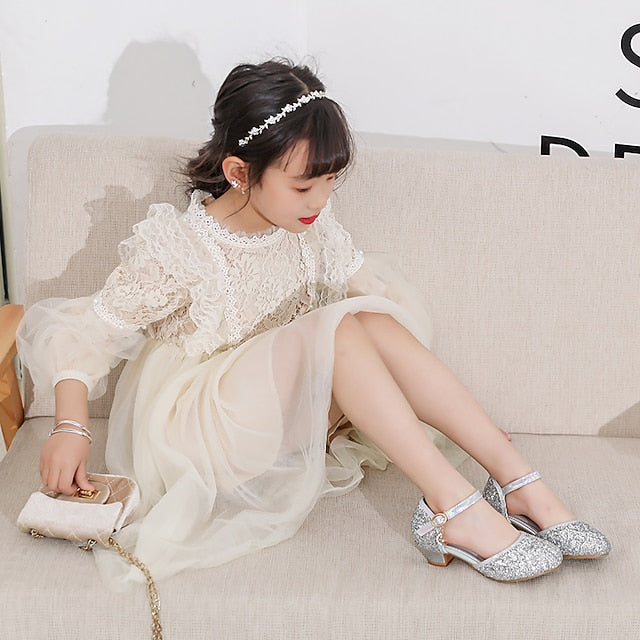 Rubber Heels PU Shoes Glitters Princess Girls' Party Little