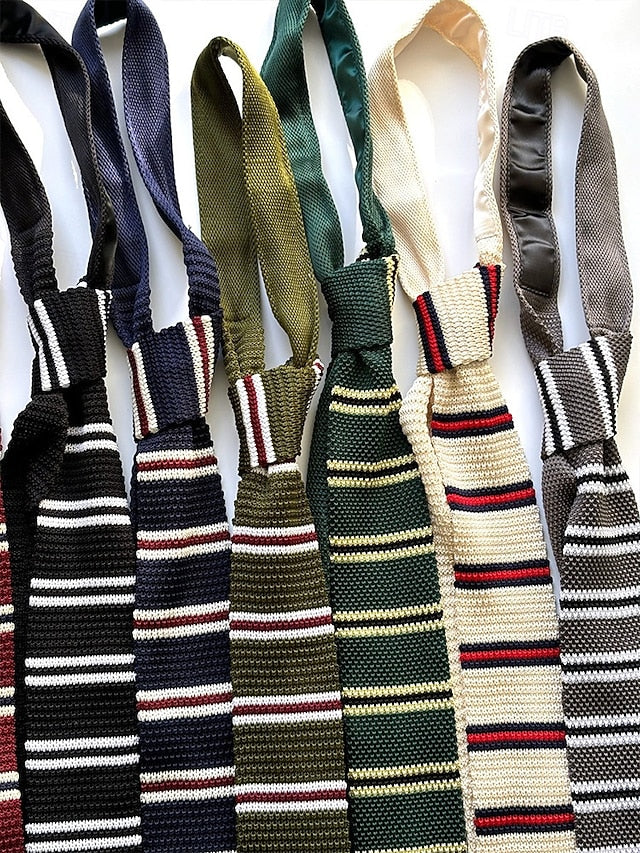 Tie Stylish - Woven Men's Knit Neck Stripe Christmas
