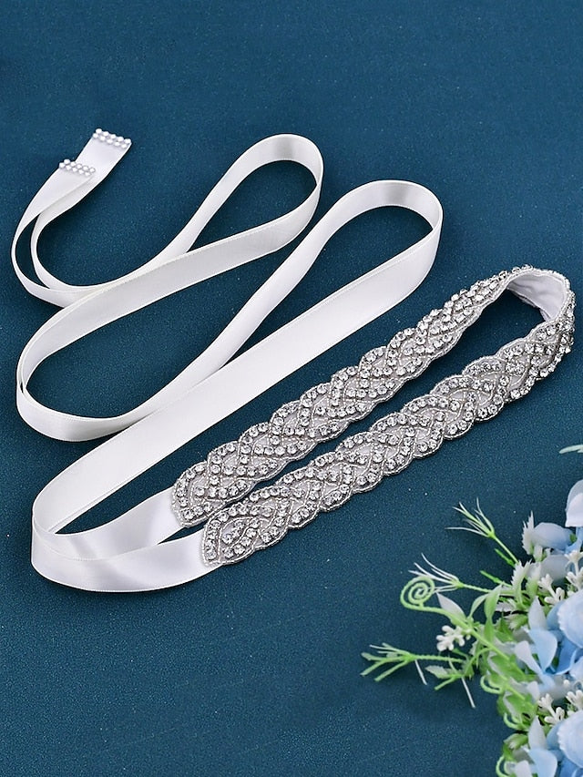 – Rhinestone Bridal Dress Elegant Wedding Waistband Crystal