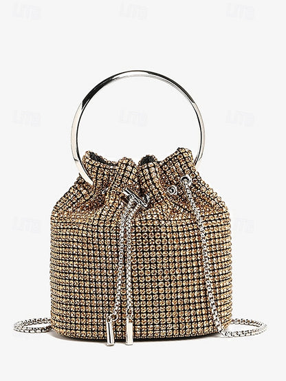 with Silver Sparkling Bucket Women's Metal Rhinestone Bag