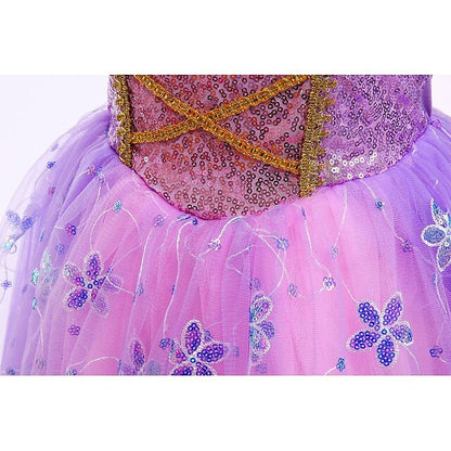Flower Cosplay Princess Rapunzel Dress Girl Cloak