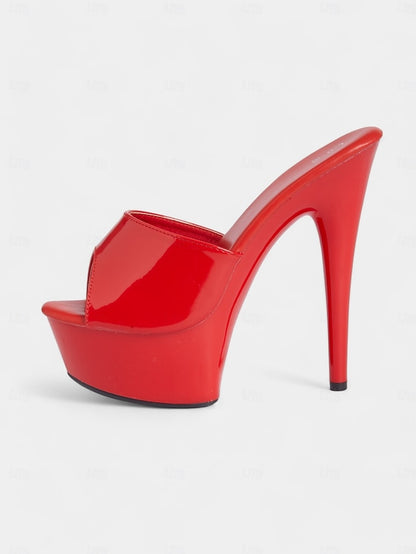 with Heels Patent Platform High Red Leather Women's