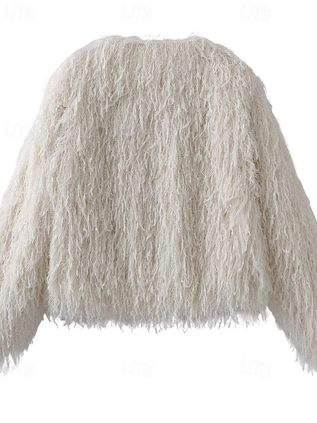 Coat Fur Faux Furs Comfortable Leathers Women's