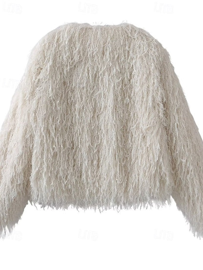 Coat Fur Faux Furs Comfortable Leathers Women's