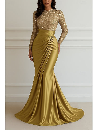 Floor Gown Dress Evening Sequin Formal Elegant Mermaid Wedding