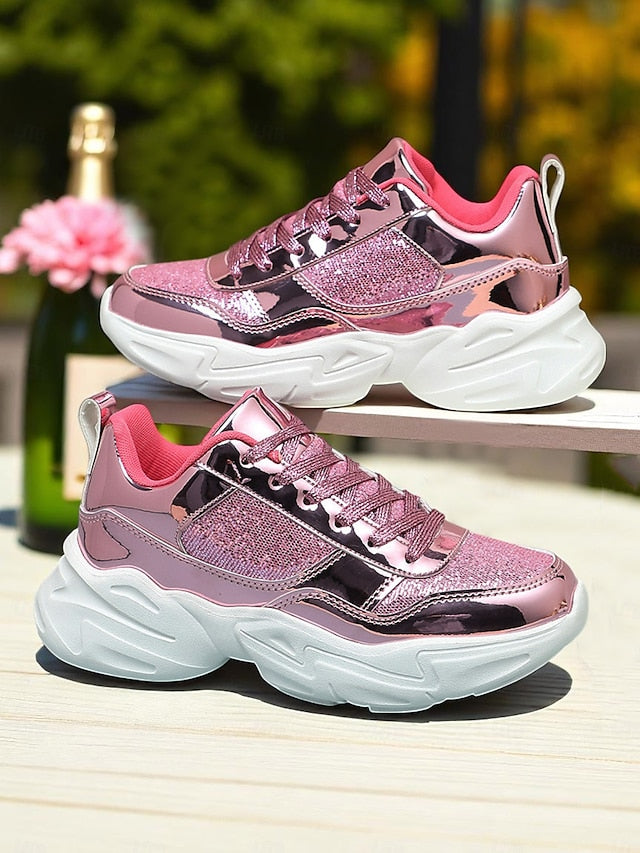 Sneakers Metallic Glitter Chunky Women's Platform with